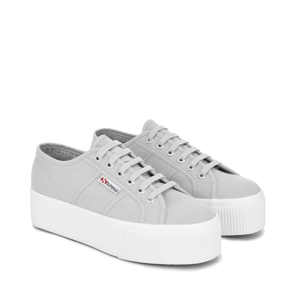 Superga 2790 Platform Grey Platform Sneakers - Women's USA | US1146401